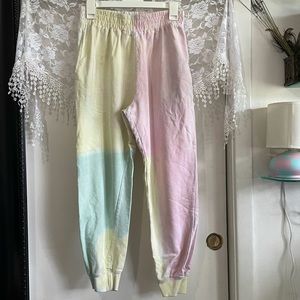 Pastel Tie-dye Color-block Sweatpants